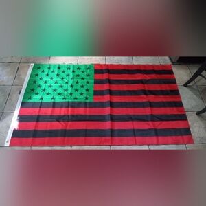 Banner Red & Black Striped Flag with Green Stars ❤️🖤💚